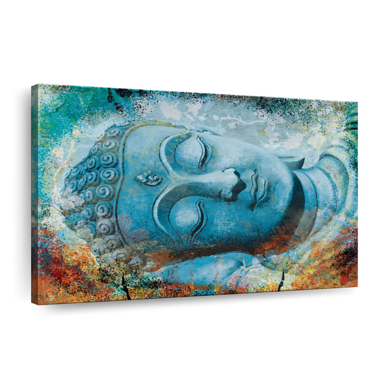 «Relaxed Sleeping Buddha», reproduction sur toile, H 8 po x l 12 po x P 1 po