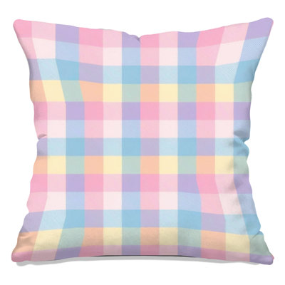 Pastel Plaid Pattern Double Sided Throw Pillows