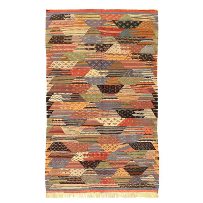 One-of-a-Kind Rectangle 7"7" X 4"7" 1970s Flat Weave Area Rug in Brown/Rust
