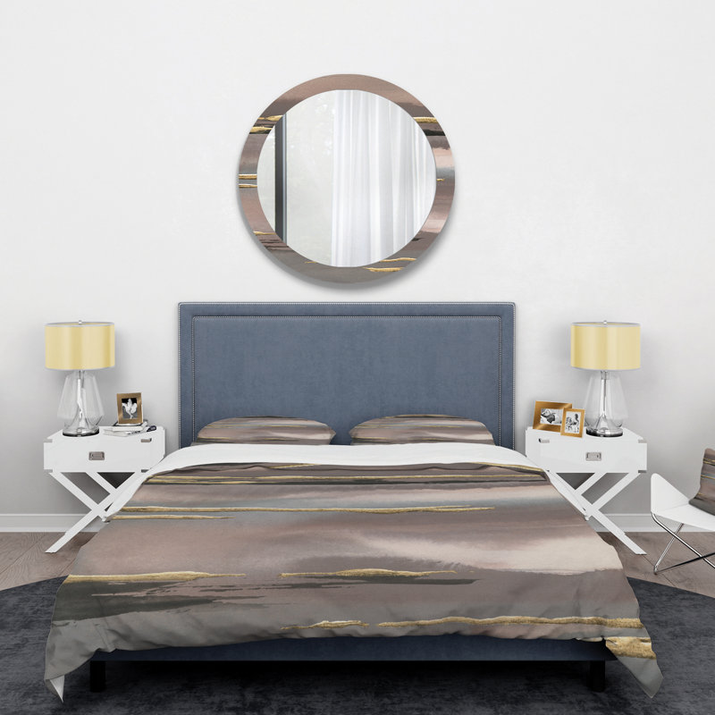 Glamour Morning Fog I - Ensemble de housse de couette Modern Glam - Microfibre de polyester