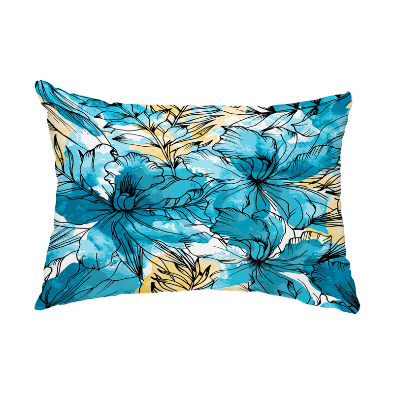 Coussin lombaire intérieur / extérieur Zentangle, Bleu sarcelle