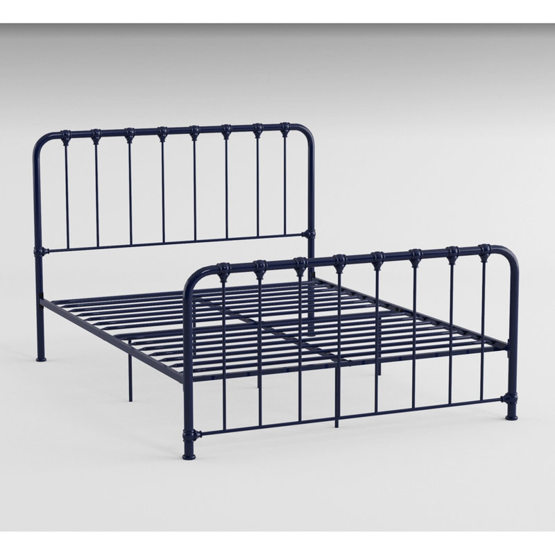 Bedroom Metal Bed, Full Size With Blue Elegant Touch Bed Refined Finish, Blue, Full