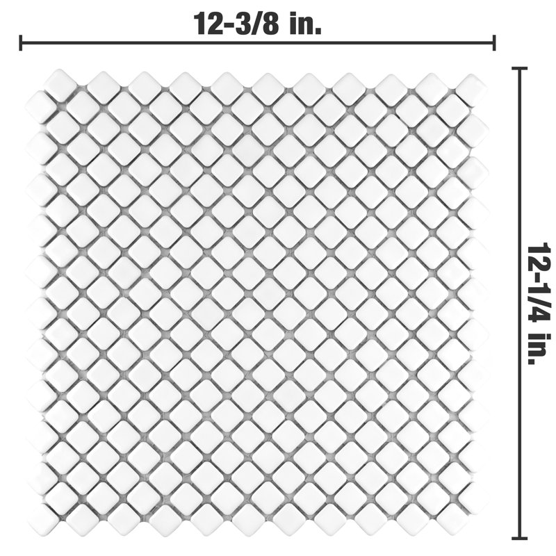 Hudson Diamond 1" x 1" Porcelain Grid Mosaic Wall & Floor Tile, White
