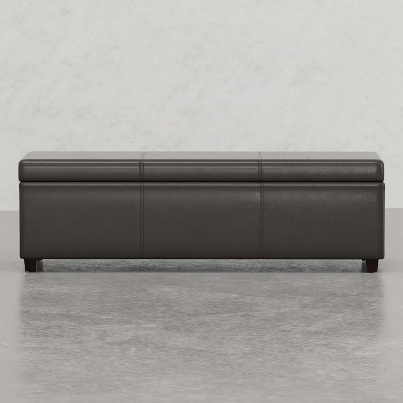 PU Upholstered Storage Ottoman Bench, Dark Brown