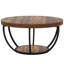 Table basse ronde, table basse circulaire en bois brun rustique à 2 niveaux de 31,7 po avec tablettes de rangement, table d'appoint moderne pour le salon-1125942631
