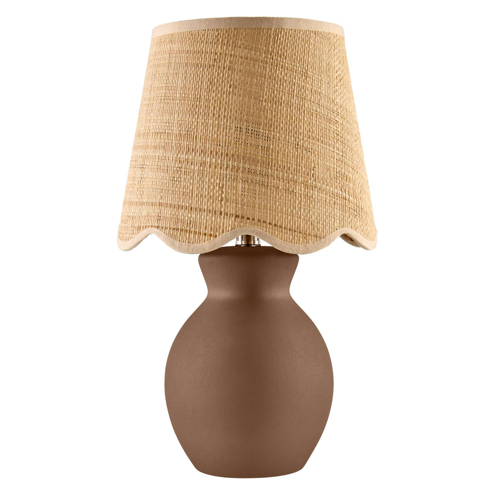 Momsen Scallop Shade Matte Lamp, Brown, Natural, 15"H x 8"W x 8"D