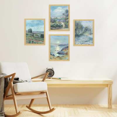 " Rural Spring Summer Floral Countryside Ocean Classic Vintage Retro Illustrations Bedroom Decor " 4 Piece Art Graphic Art Print