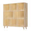 Armoire de rangement en bois de pin de 44 po x l 44 po à 8 compartiments - Organisateur de tablettes fixes, capacité de charge de 120 lb, bibliothèque en bois moderne pour livres / jouets / décoration intérieure, multi-usage pour la maison / le bureau (pieds surélevés de 4,3 po, panneau arrière optionnel ))