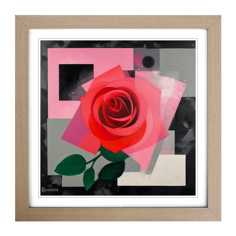 Rose Suprematism No.5 - Framed Print, Oak