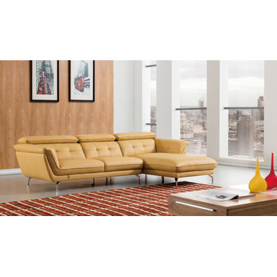 Navya 111" Wide Leather Match Sofa & Chaise