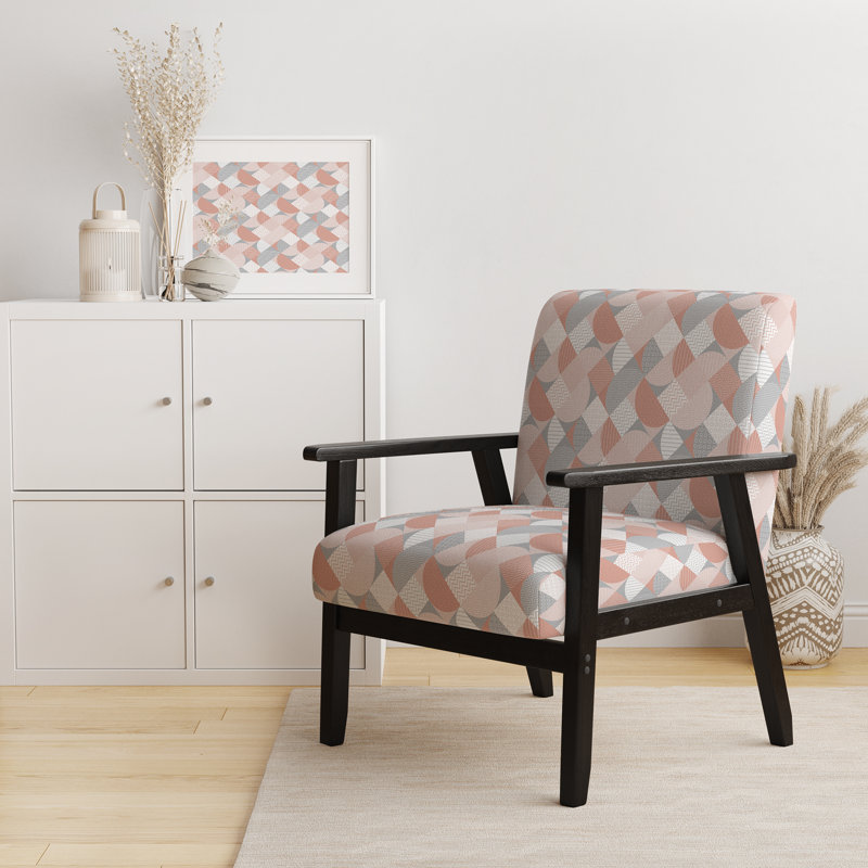 Fauteuil d'appoint rembourré à motif géométrique rayé