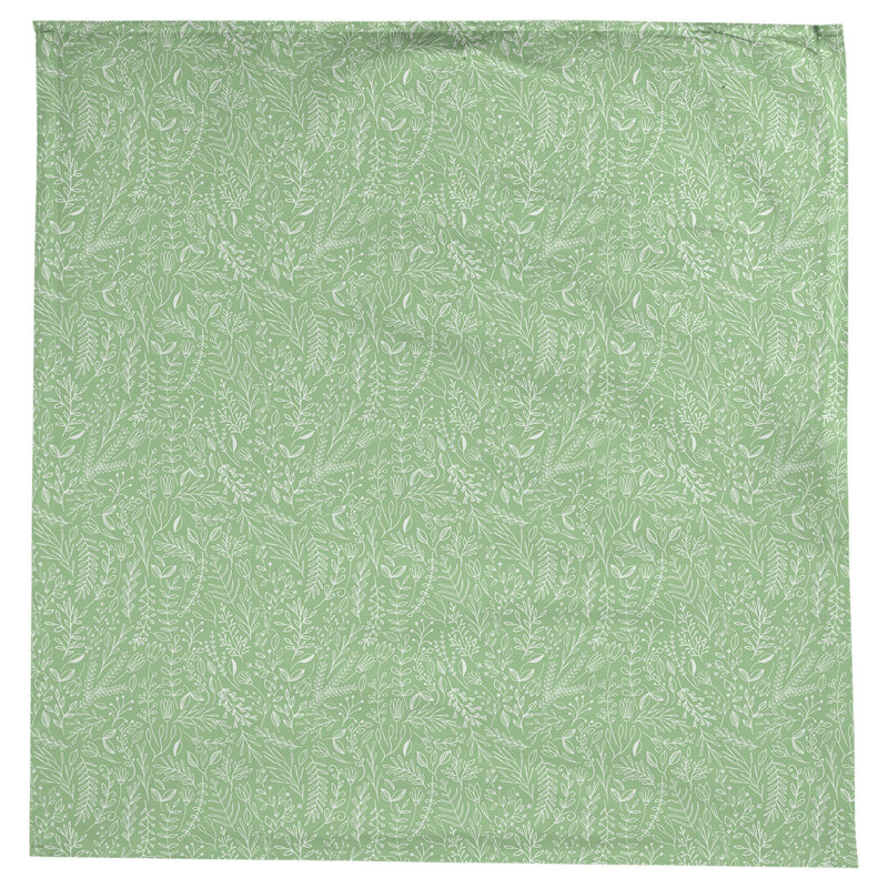 Leffel Ditsy Floral Pattern Tablecloth, Green/White