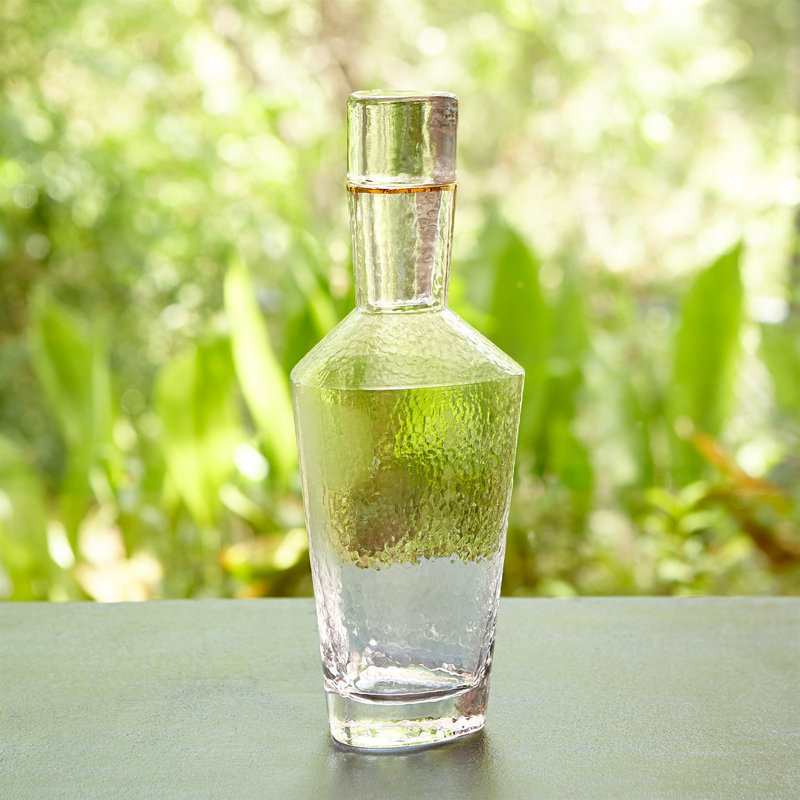 Hammered Decanter-Clear w/Gold Rim