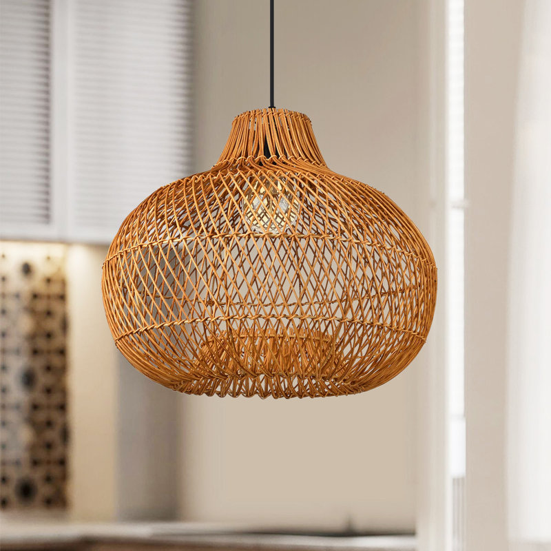 Luminaire suspendu beige à 1 dôme Batcheller, H 92 po x l 15,74 po x P 15,74 po