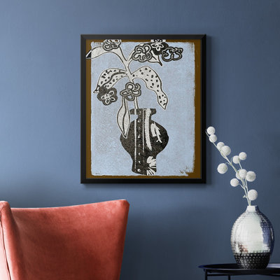 Fleurs graphiques dans un vase II, toile encadrée de qualité supérieure - prête à être accrochée