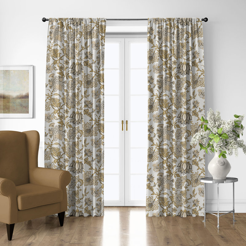 Ensemble de 2 rideaux simples en coton Bronte, L 50 po x L 48 po, Doré