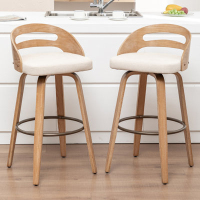 Linen Swivel Upholstered Bar Stools