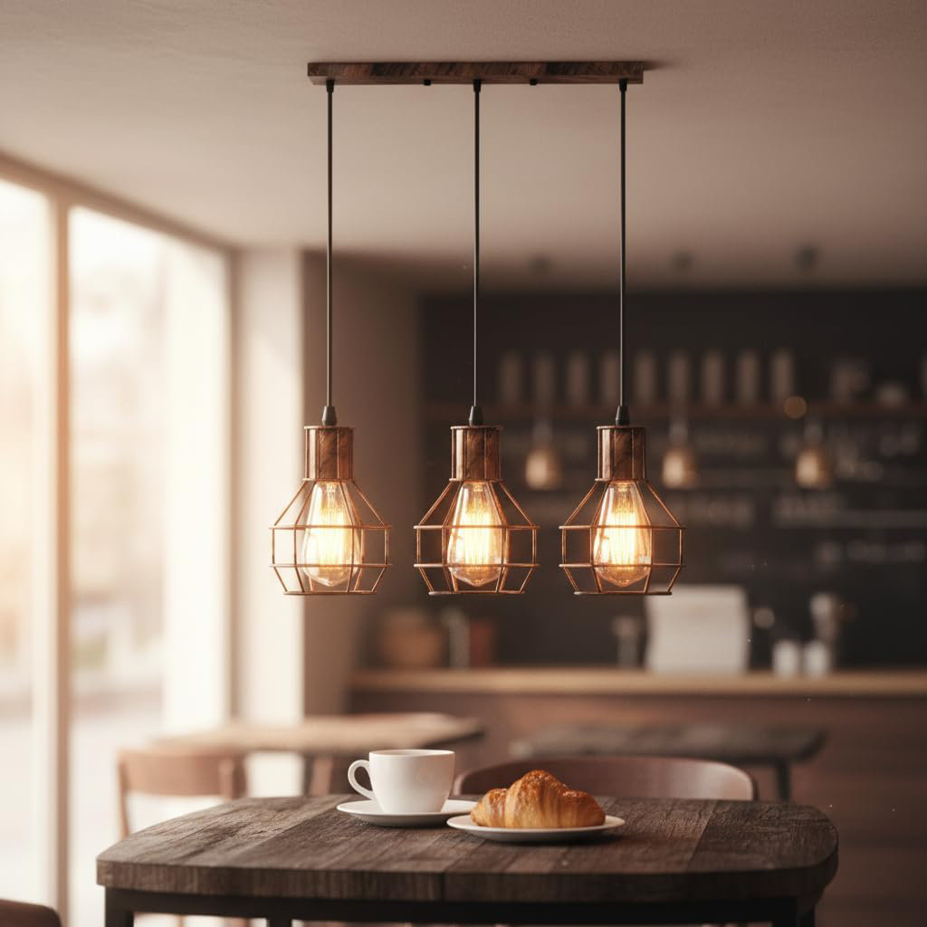 3 - Light Brushed Copper Caged Pendant