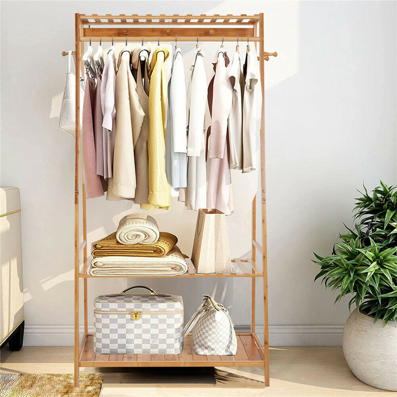 Sharan 32.5'' Solid Wood Clothing Rack, Natural
