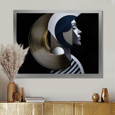 Femme, symétrie sombre de la force, portrait géométrique de la femme III - femme abstraite, art mural