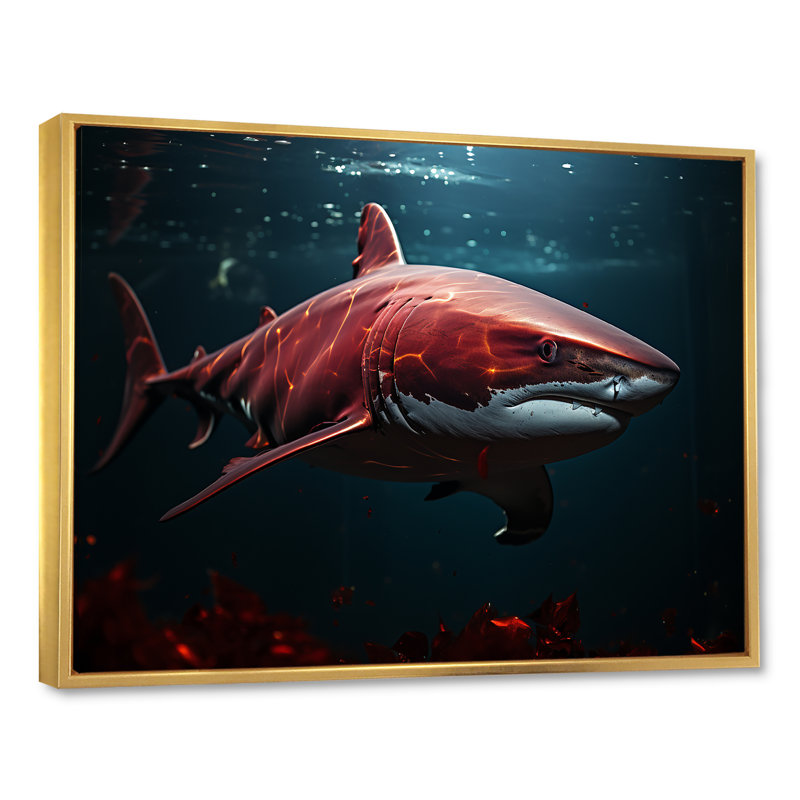 " Oceans Red Ghost Shark Photography ", Gold Floater Framed, 12" H x 20" W x 1" D