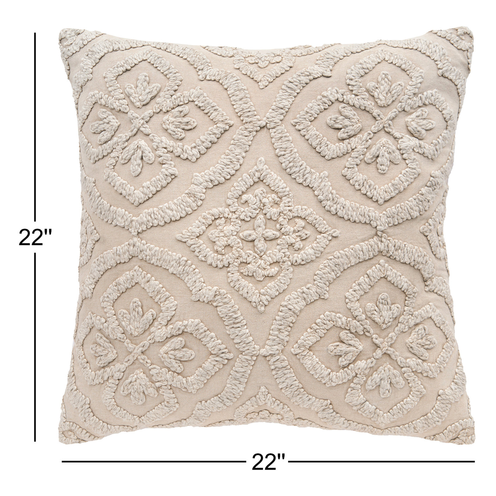 Brittania 22" x 22" Cotton Throw Pillow, Beige