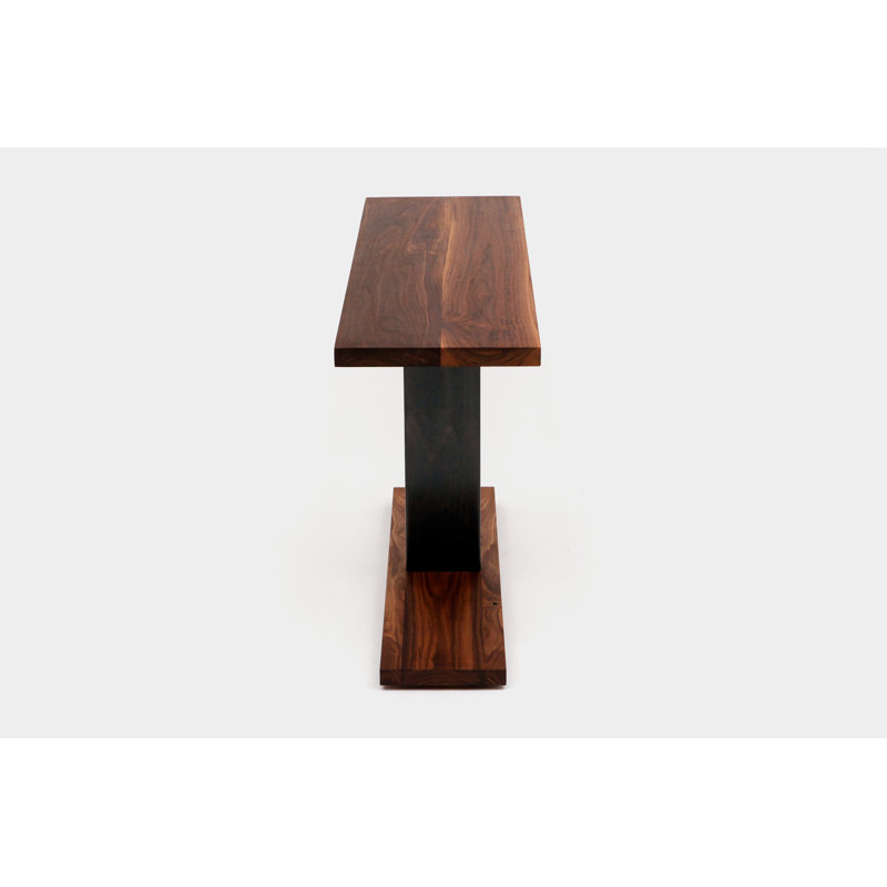 Solid Wood Console Table, Solid Walnut, 24" H x 48" W x 18" D, Brushed Blackened Steel
