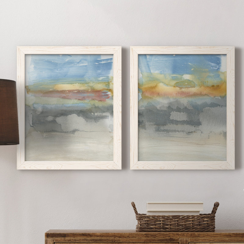 High Desert Sunset I - ensemble de 2 peintures sur toile encadrées, Blanc, H 31,5 po x l 47 po x P 1,5 po