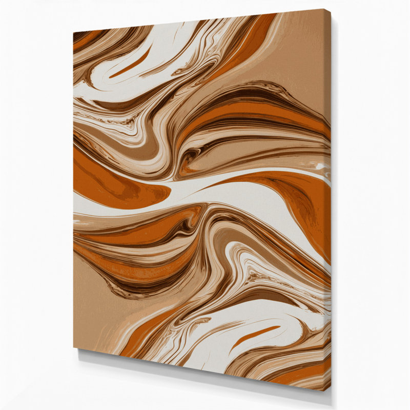 Abstrait art fluide sur toile brune 17, H 14 po x l 11 po