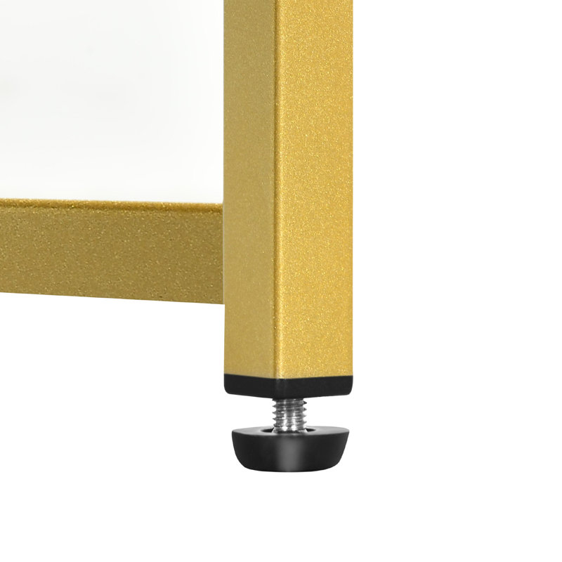 Kiyler Bookcase, (6 Shelves) 69.6" H x 23.6" W x 11.8" D, Gold/White