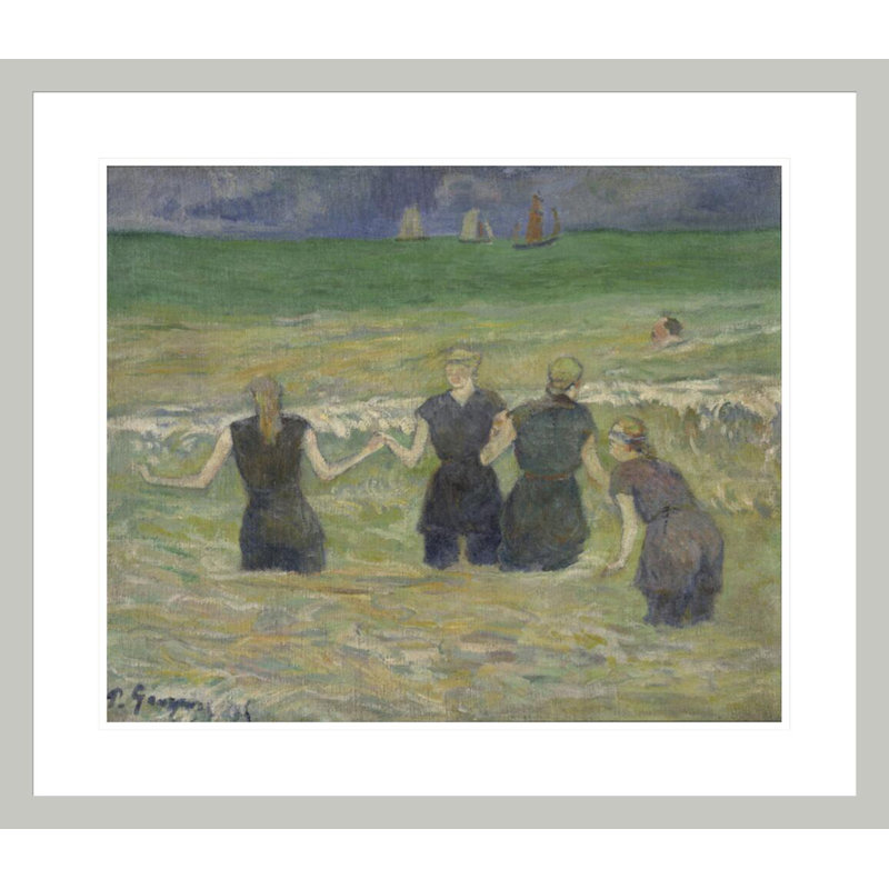 «Women Bathing» par Paul Gauguin - Estampe numérique encadrée, 23.5" H x 27.15" W