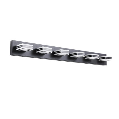 40-inch Modern 6-Light LED Vanity Light - Minimalist Bathroom Wall Fixture, Wrought Iron & Acrylic Construction, Dimmable Energy-Saving Design, Ideal for Mirror Lighting