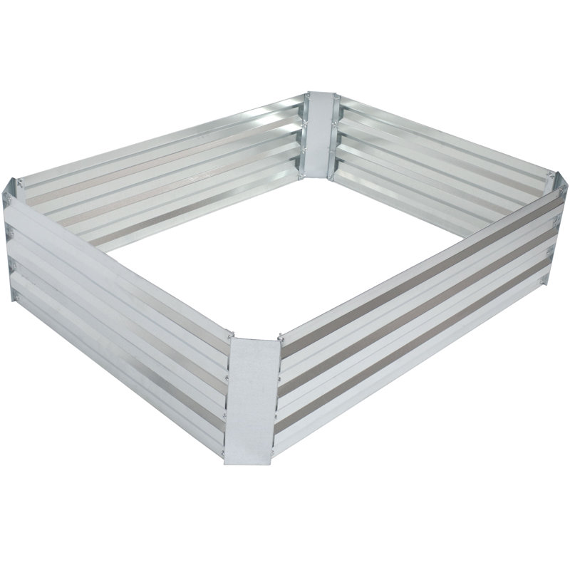 Rondrick Galvanized Steel Outdoor Raised Garden Bed - Silver - 4' W x 3' D x 1' H, Silver, 12" H x 46.45" W x 35.25" D