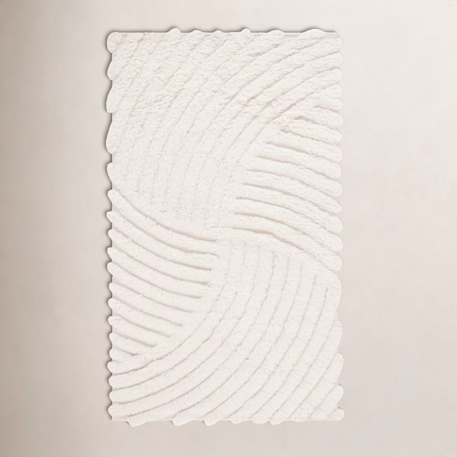 Abriel Ivory Hand-Woven Abstract Wool Rug, Rectangle 9' x 12'