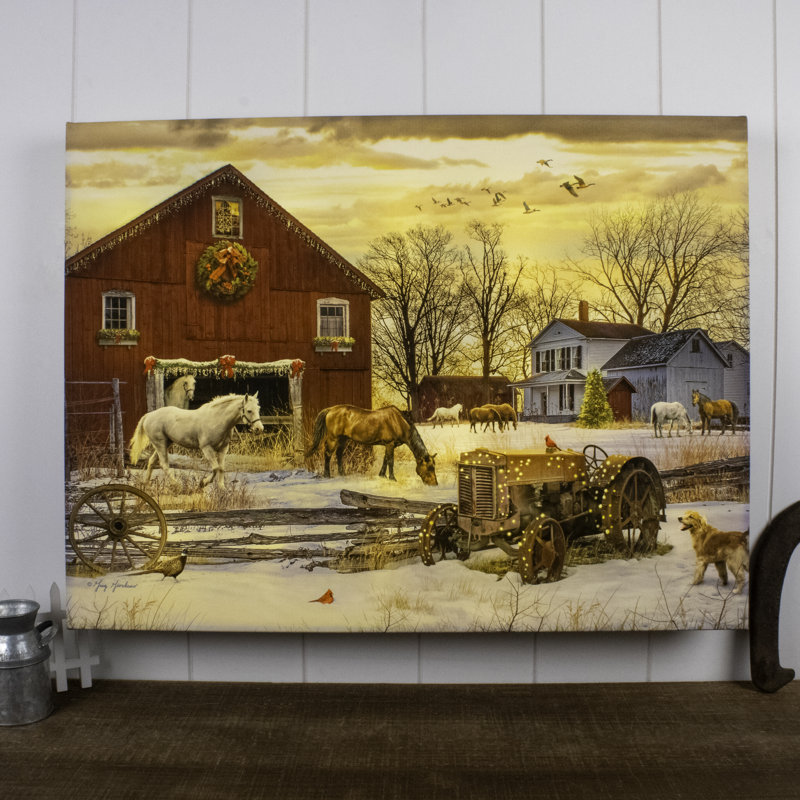 Art mural 18 x 24 lumières DEL Winter Farm