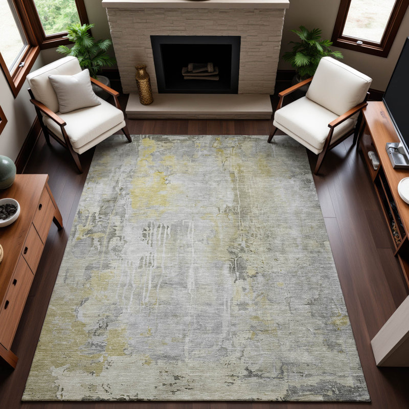Premium Machine Washable Kelton AMF1233 Abstract Rug, Rectangle 3' x 5'