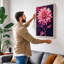 Pink Gerbera Geometric Botanical - Wrapped Canvas-1689914227-1689914189