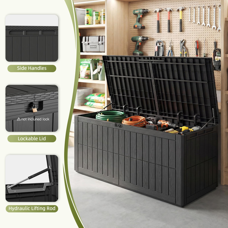 Flash 154 cm W Lockable Deck Box in Black