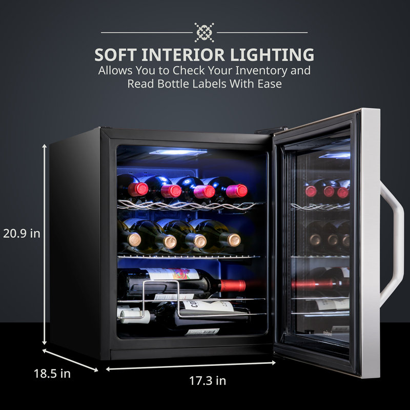 Ivation Single Zone 17.3'' Freestanding 12 Bottle Wine Refrigerator