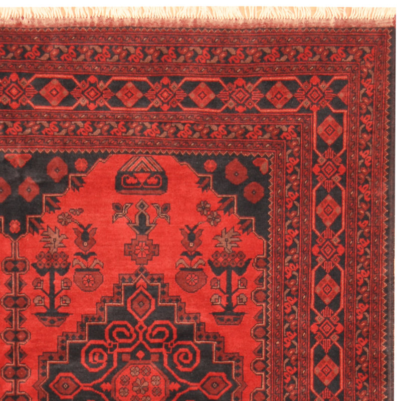 Tapis de 6 pi 6 pi 9 pi 9 laine noué la à la main one-of-kind-khal mohammadi rouge Afghan