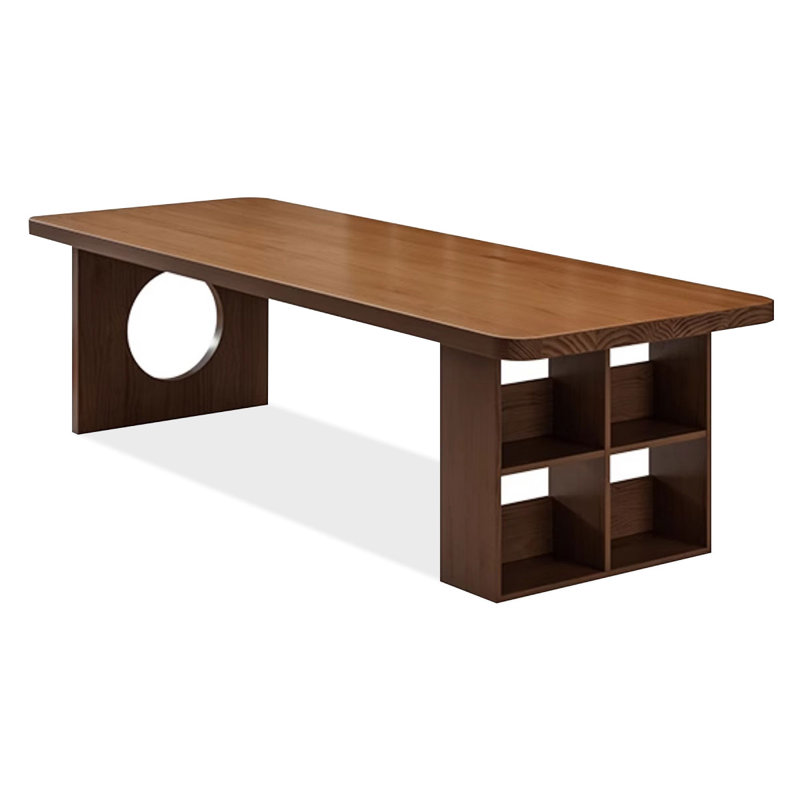 Bureau rectangulaire brun en bois massif, H 29,53 po x l 78,74 po x P 31,5 po