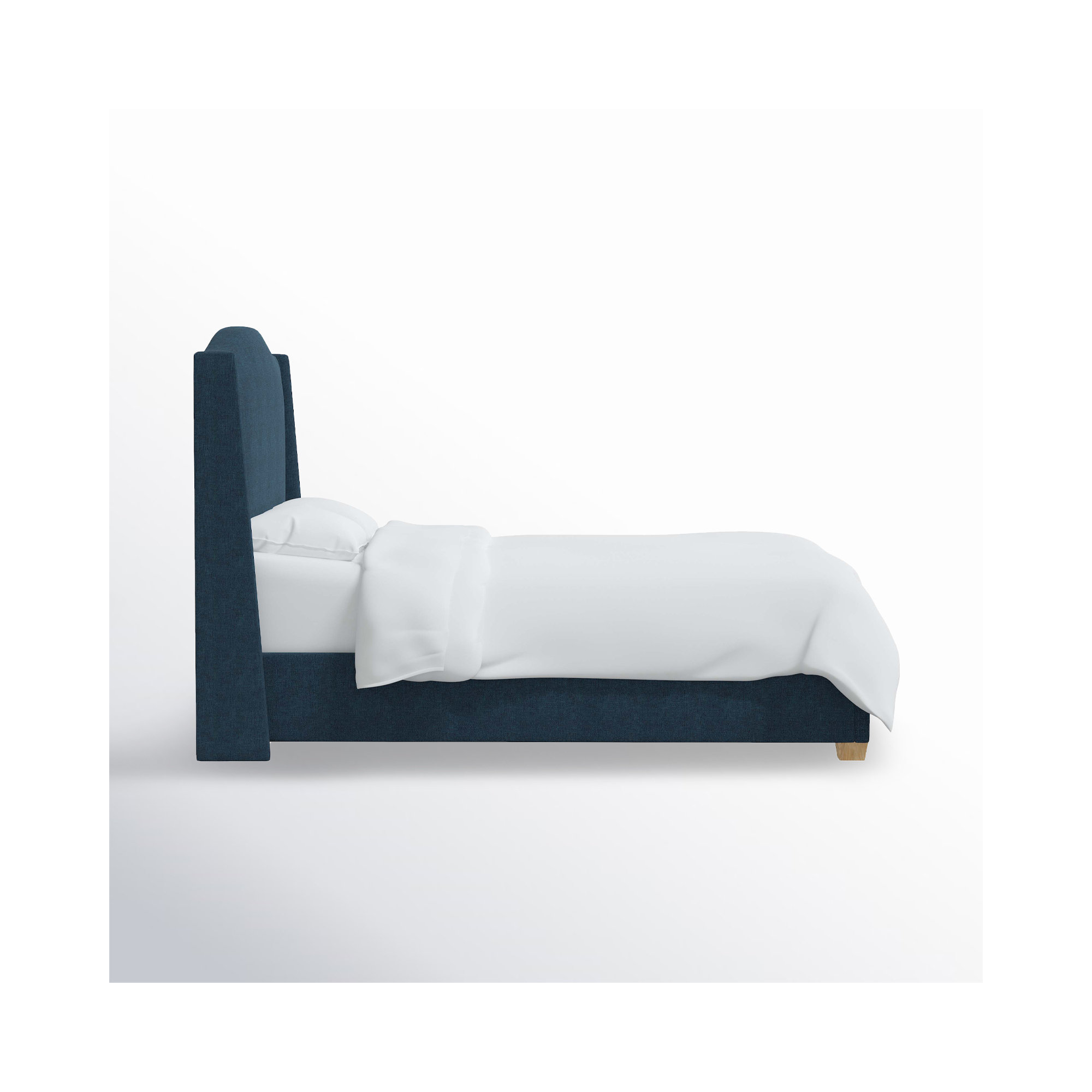 Allis Upholstered Wingback Bed, Zuma Navy Textured Linen, Twin