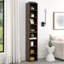 Étagère de rangement multimédia à 8 niveaux, armoire de rangement compacte CD DVD avec tablettes réglables, bibliothèque haute étroite pour le bureau à domicile, bibliothèque multifonctionnelle à deux étages-7221575