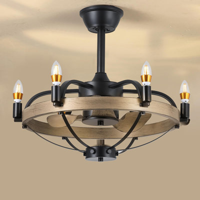 23/32" Caged Modern Farmhouse Ceiling Fans With Lights And Remote