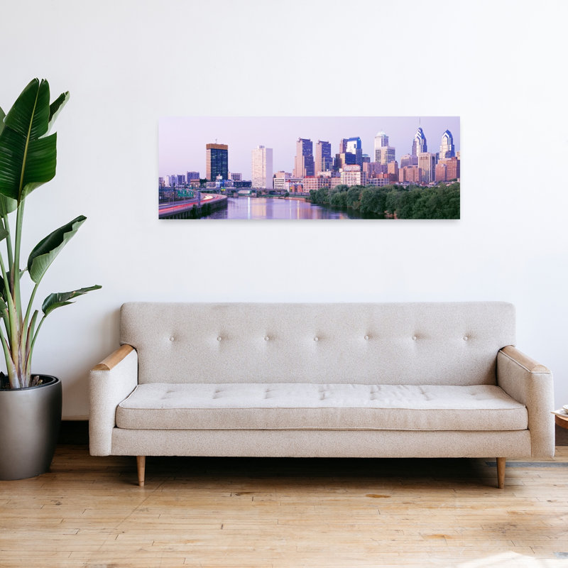 «Philadelphia Pa», art abstrait contemporain, art mural de la ville, H 16 po x l 48 po