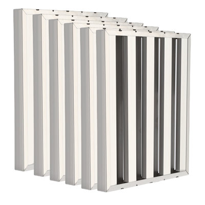 6-Pack Commercial Range Hood Filters With 19.5 x 15.5 x 1.9 Inch Dimensions, 304 Stainless Steel 5-Groove Baffle Design For Grease Removal And Oil-Water Separation