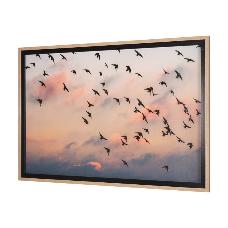 Envol du soir, reproduction d'art encadrée et texturée encadrée à la main