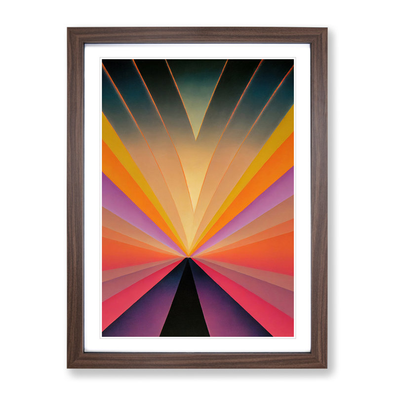 Wild Abstract Sunset - Wall Art, 34cm H x 25cm W, Walnut Framed