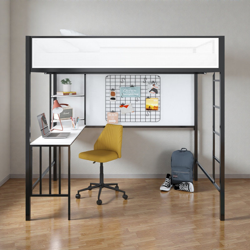 Lit mezzanine avec bureau et tablettes, Double