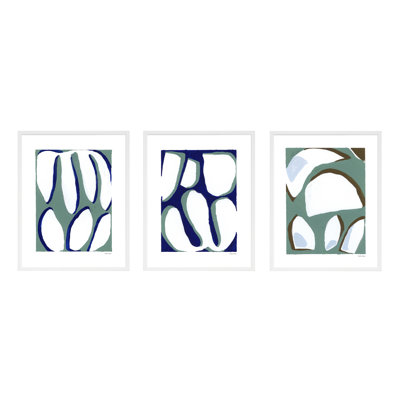 Contemporary Blues Trio 1. Set Of 3 Painting by Andrea Stokes